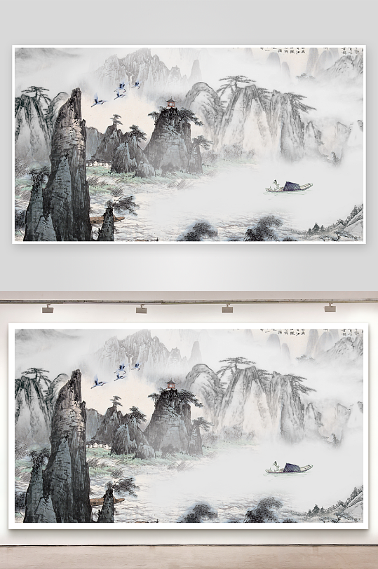 古风山水风景画装饰画-众图网