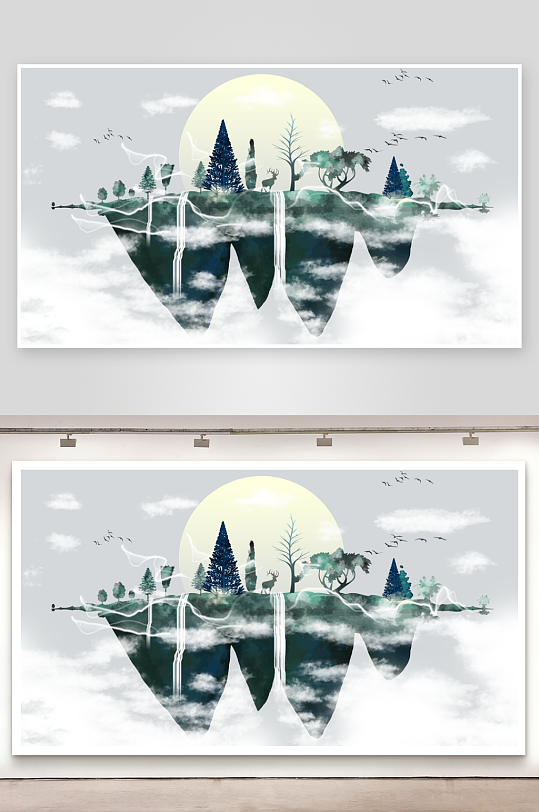 古风山水风景画装饰画-众图网