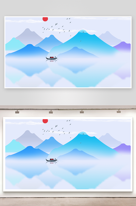 古风山水风景画装饰画-众图网