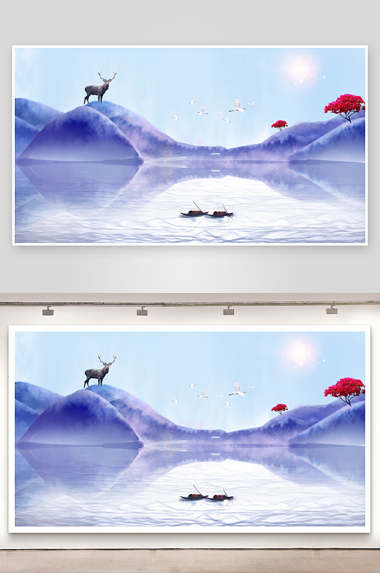 古风山水风景画装饰画-众图网