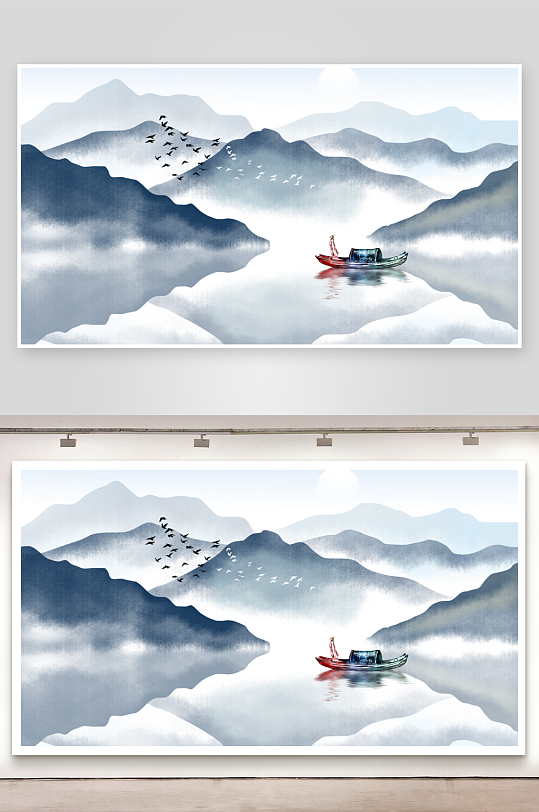 古风山水风景画装饰画-众图网