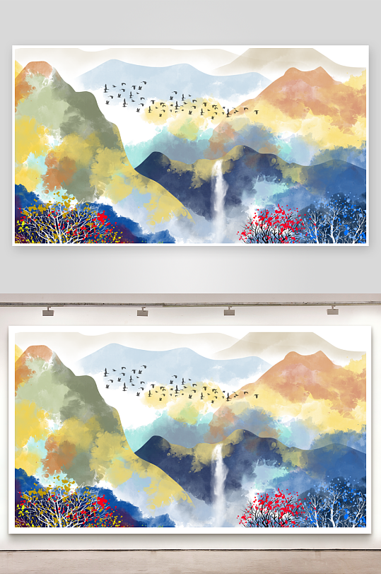 古风山水风景画装饰画-众图网