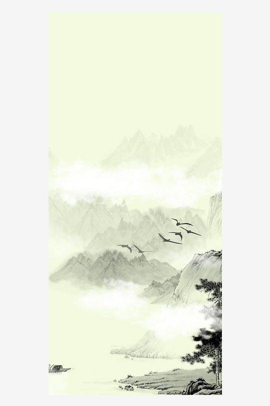 古风山水风景画装饰画挂画-众图网