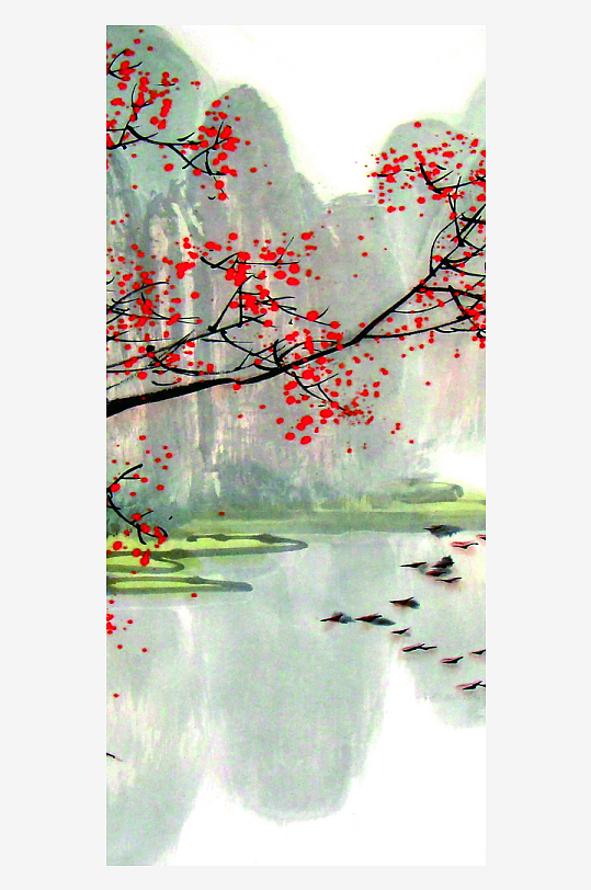 古风山水风景画装饰画挂画-众图网