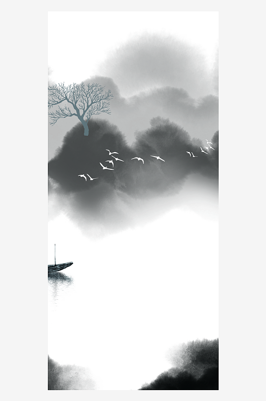 古风山水风景画装饰画挂画-众图网