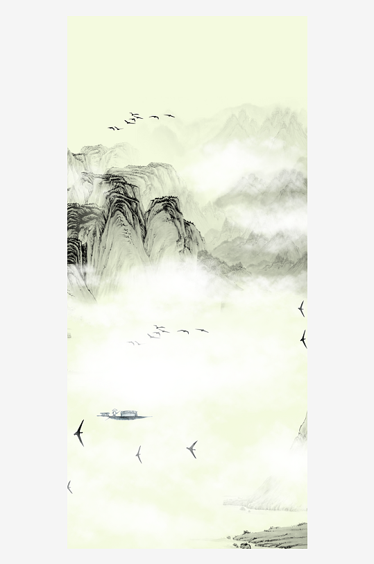 古风山水风景画装饰画挂画-众图网