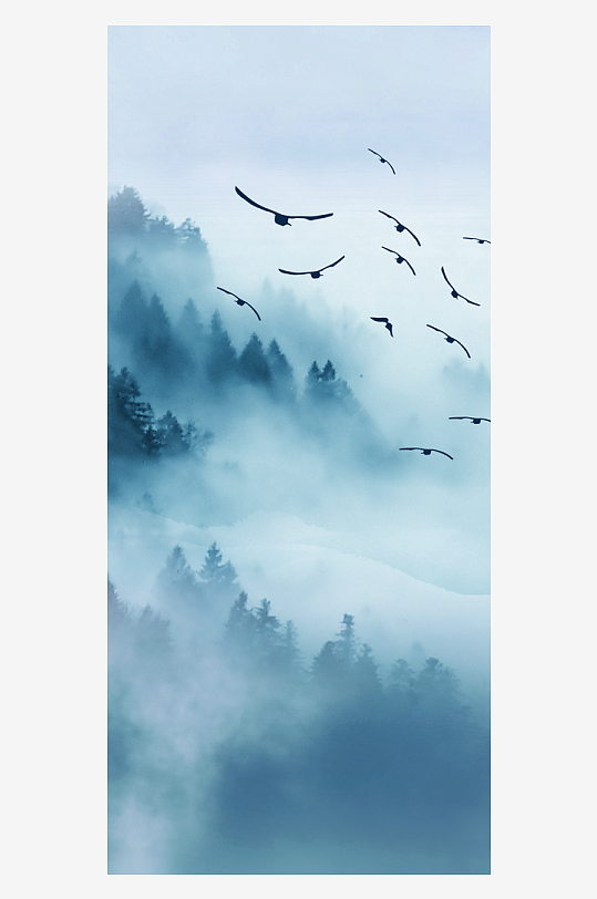 水墨山水风景画装饰画挂画-众图网