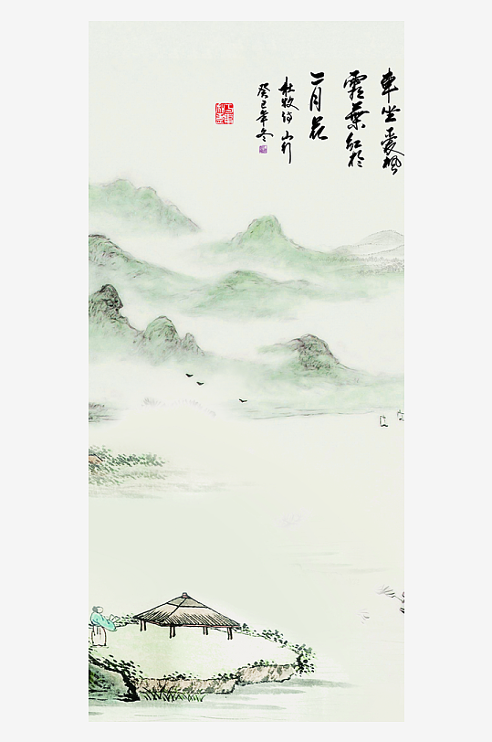 水墨山水风景画装饰画挂画-众图网