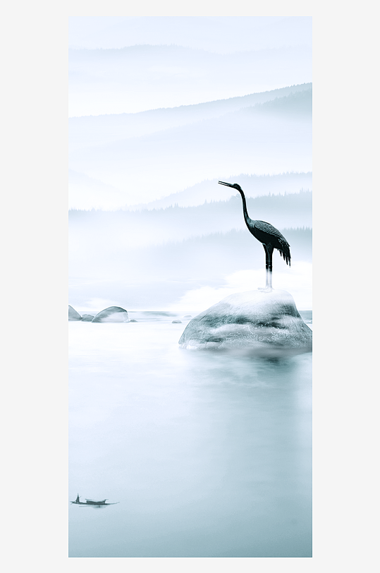 水墨山水风景画装饰画挂画-众图网