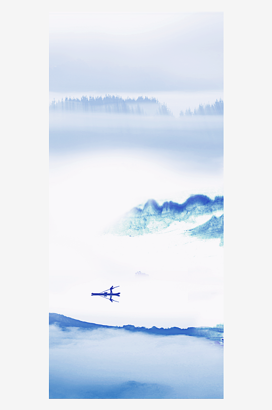 水墨山水风景画装饰画挂画-众图网