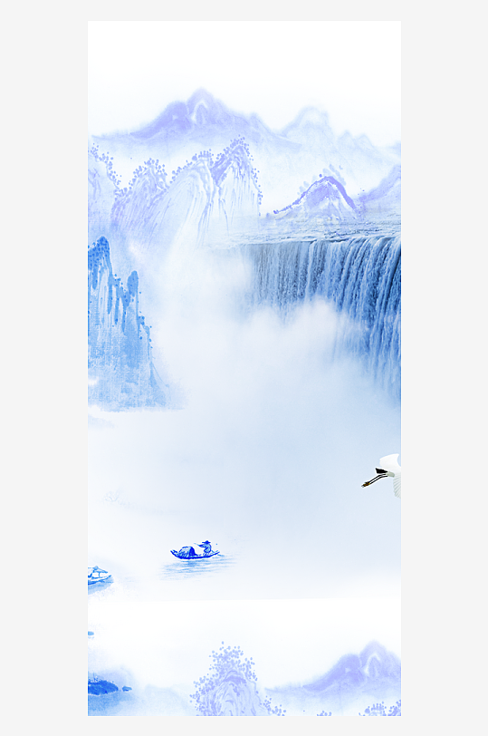 水墨山水风景画装饰画挂画-众图网