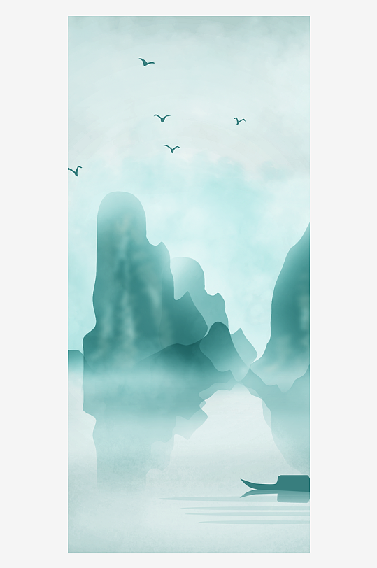 水墨山水风景画装饰画挂画-众图网