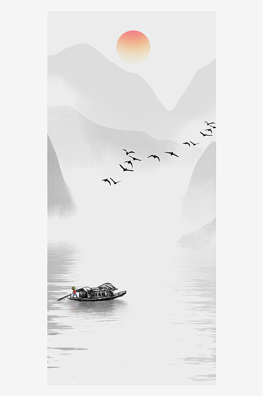 古风山水风景画装饰画-众图网