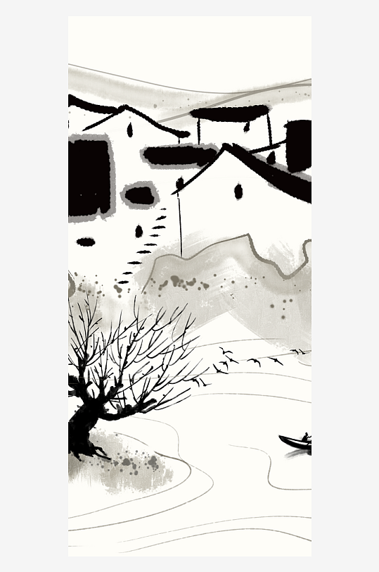 古风山水风景画装饰画-众图网