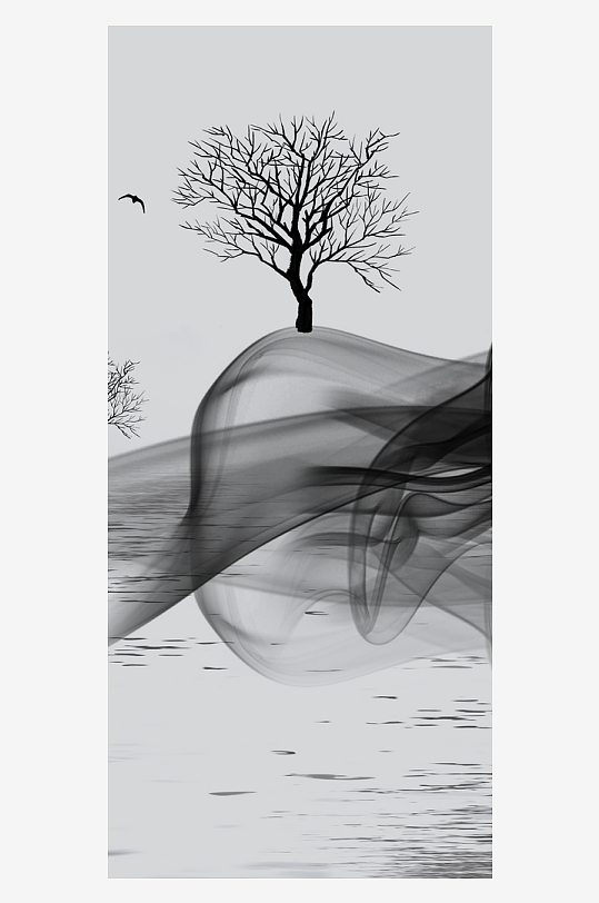 古风山水风景画装饰画-众图网