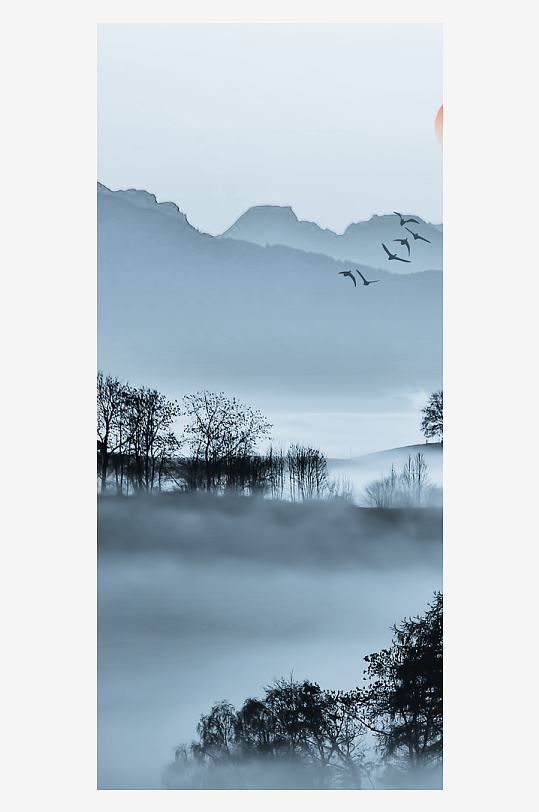 古风山水风景画装饰画-众图网