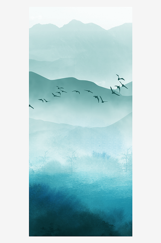 古风山水风景画装饰画-众图网