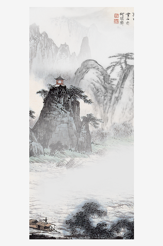 古风山水风景画挂画-众图网