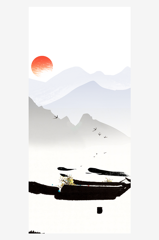 古风山水风景画挂画-众图网