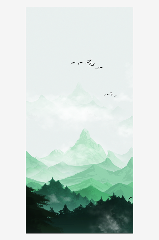 山水中式风景画装饰画-众图网