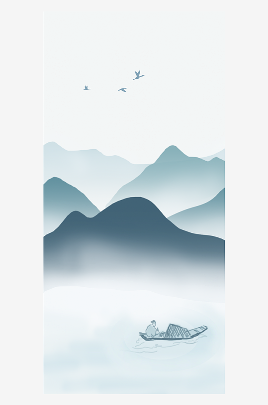 山水中式风景画装饰画-众图网