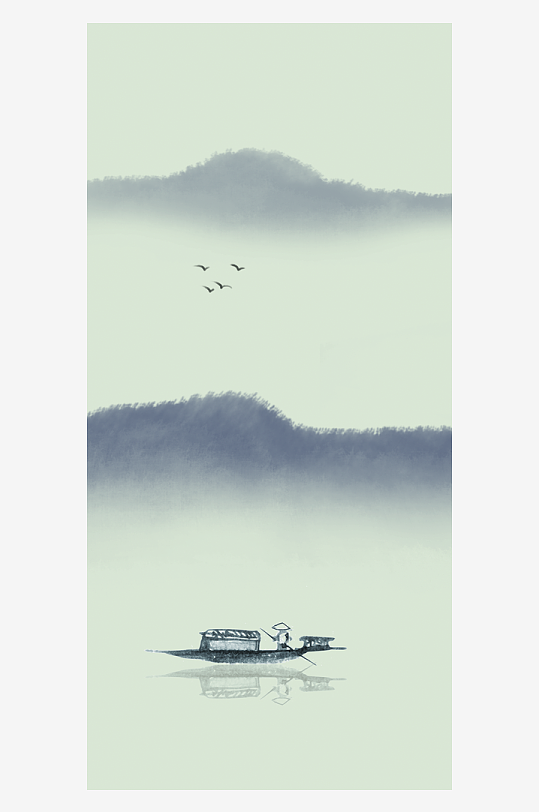 山水中式风景画装饰画-众图网