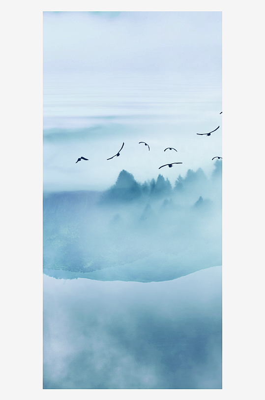 山水中式风景画装饰画-众图网