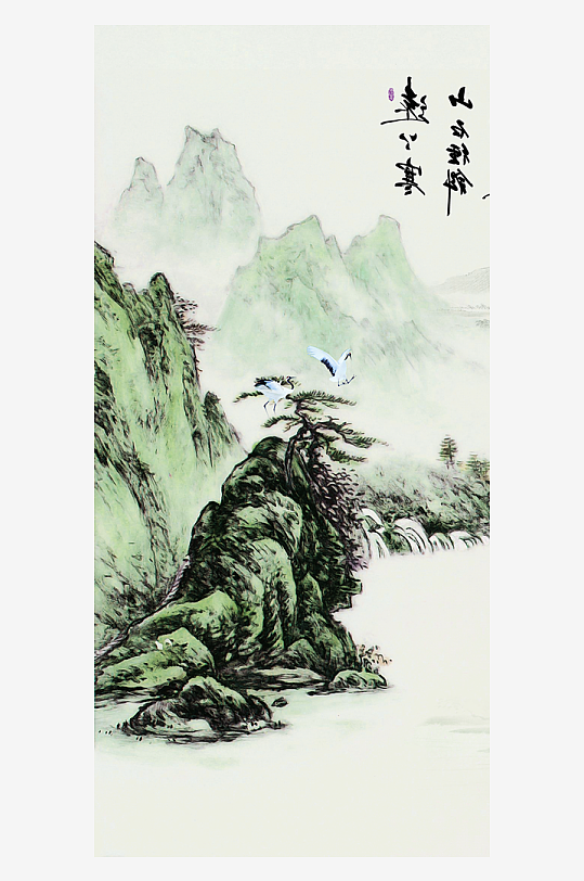 山水中式风景画装饰画-众图网