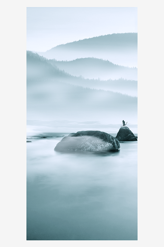 山水中式风景画装饰画-众图网