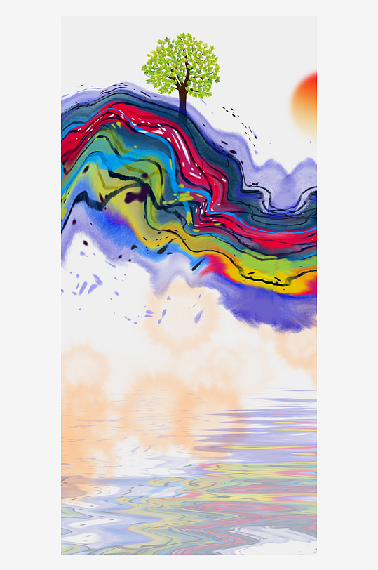 水墨山水中式风景画装饰画-众图网