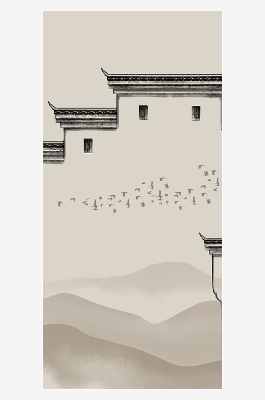 水墨山水中式风景画装饰画-众图网