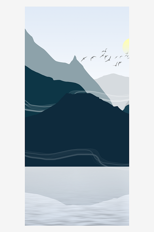 水墨山水中式风景画装饰画-众图网