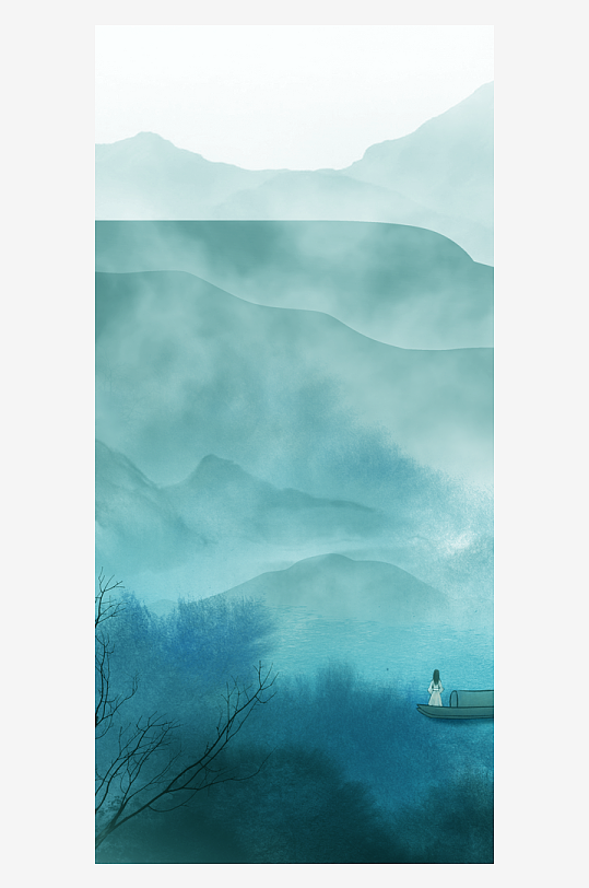 水墨山水中式风景画装饰画-众图网