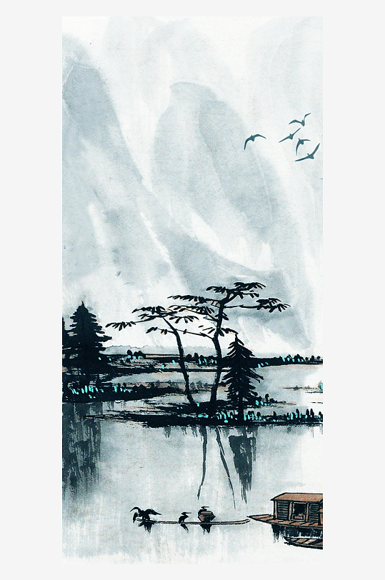 山水风景画中式装饰画-众图网