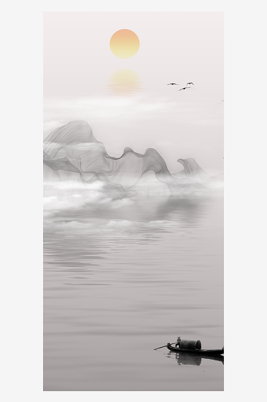 山水风景画中式装饰画-众图网