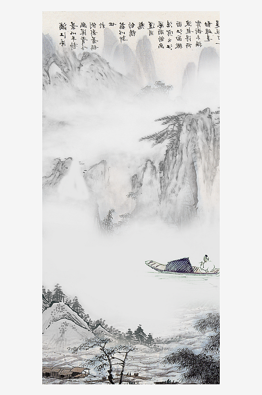 山水风景画中式装饰画-众图网