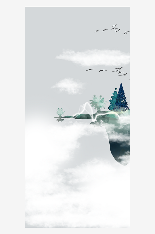 山水风景画中式装饰画-众图网