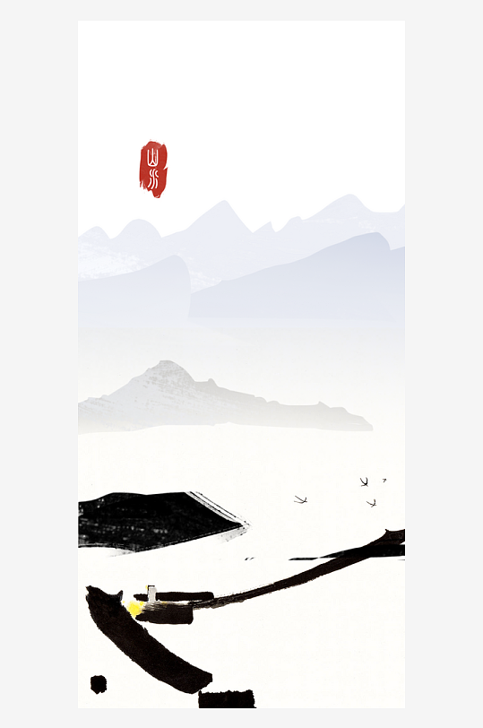 山水风景画中式装饰画-众图网