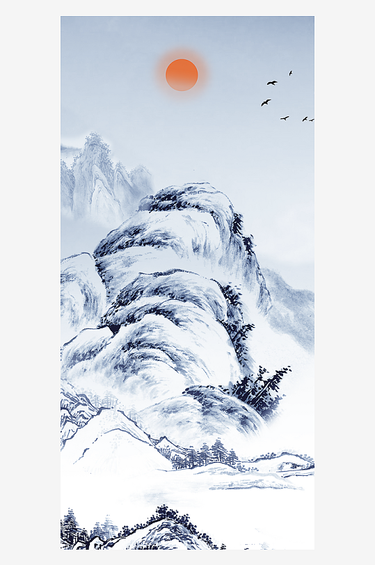 山水风景画中式装饰画-众图网