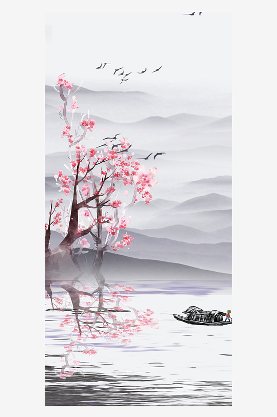 古风山水风景画装饰画-众图网