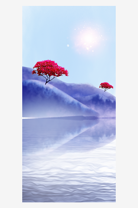 古风山水风景画装饰画-众图网