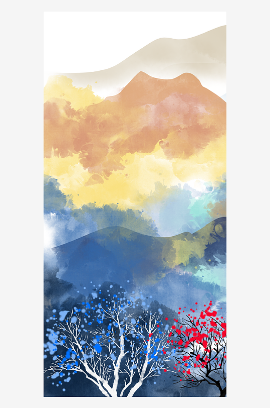 古风山水风景画装饰画-众图网