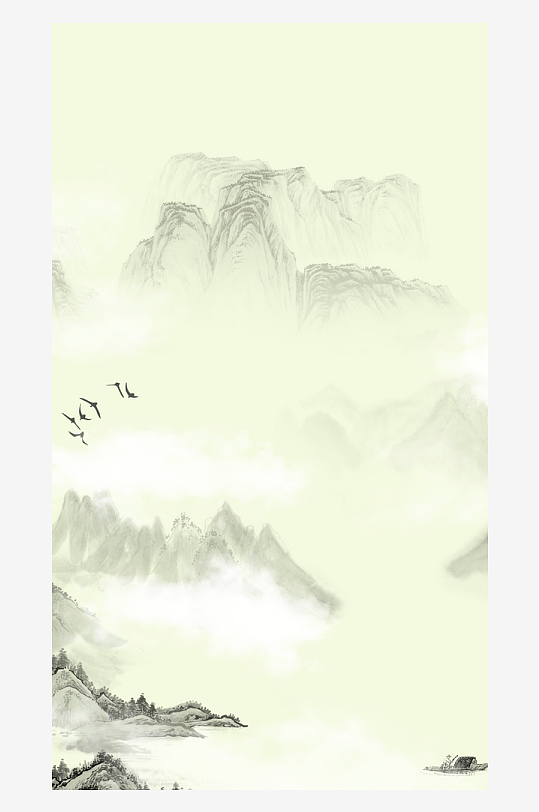 山水风景画中式装饰画挂画-众图网