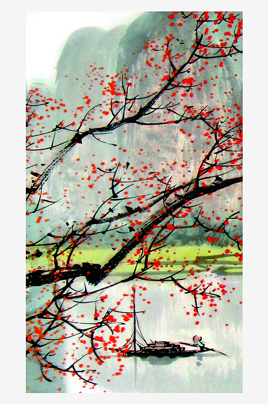 山水风景画中式装饰画挂画-众图网