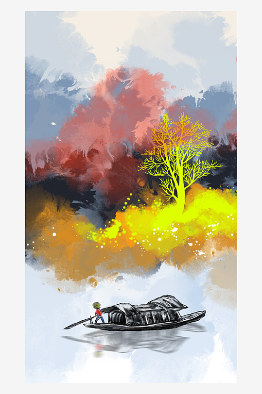 山水风景画中式装饰画挂画-众图网