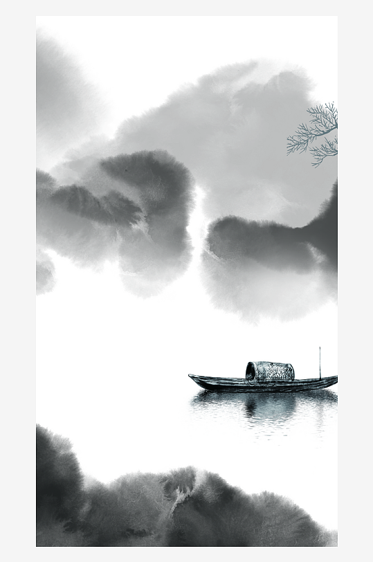 山水风景画中式装饰画挂画-众图网