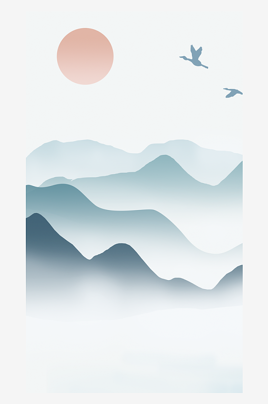 山水风景画中式装饰画挂画-众图网