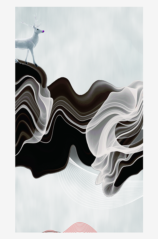 山水风景画中式装饰画挂画-众图网