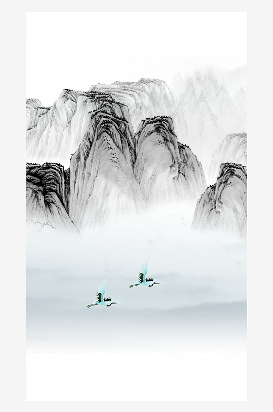 山水风景画中式装饰画挂画-众图网