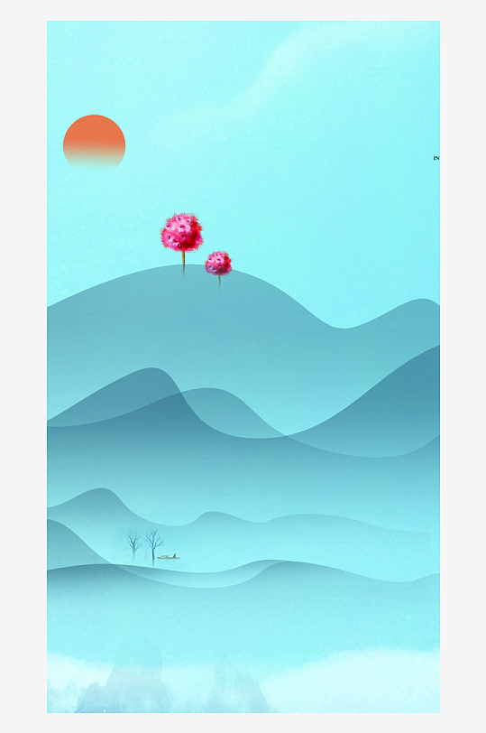 山水风景画中式装饰画挂画-众图网